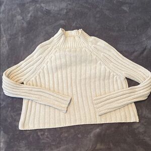 American Eagle Outfitters Cream Cowl Neck Sweater with Ribbed Knit